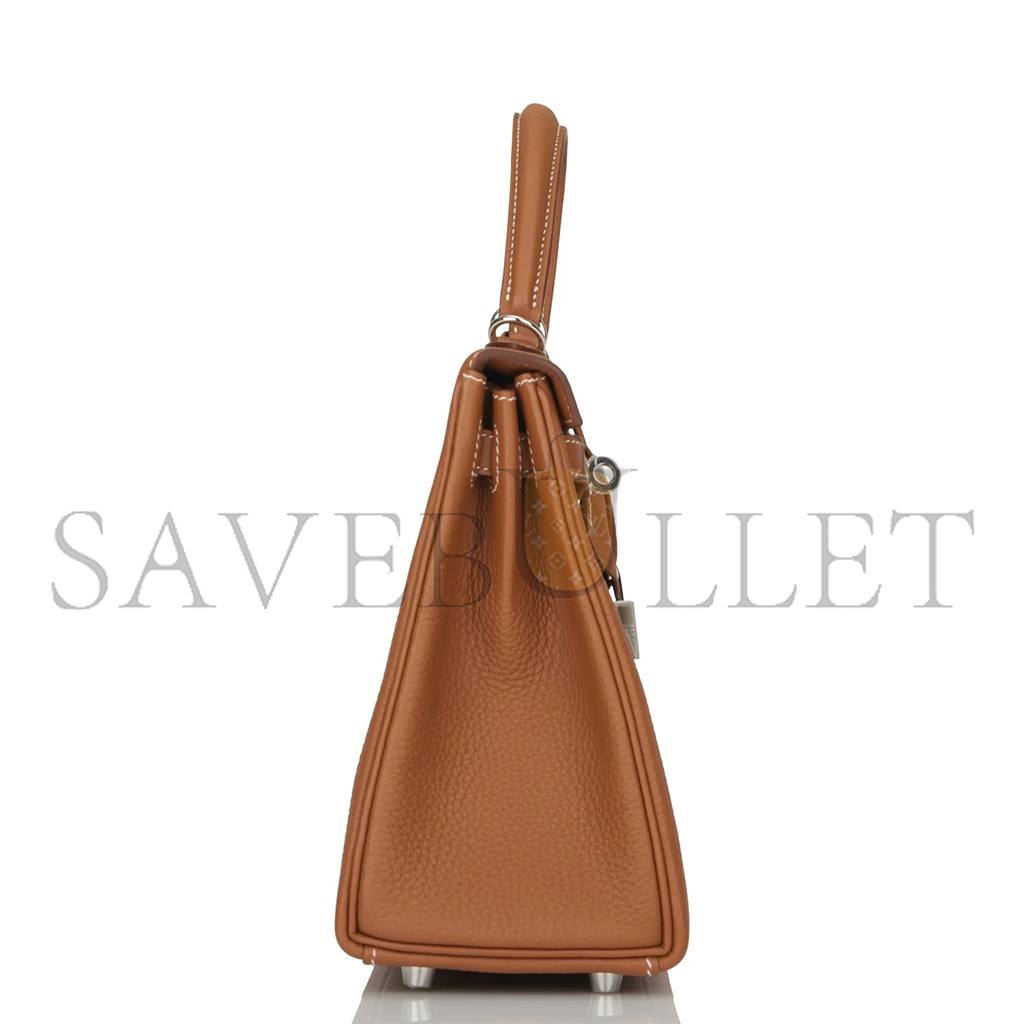 HERMÈS MASTER KELLY RETOURNE 25 GOLD TOGO PALLADIUM HARDWARE (25*17*7cm)